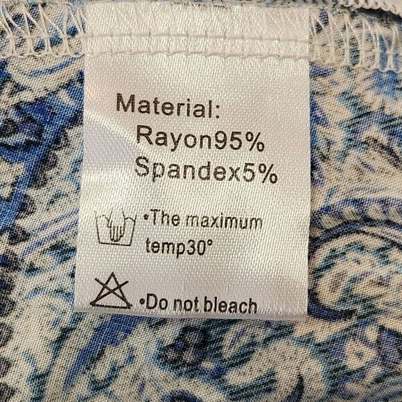 Grecerelle Hi Low Dress Faux Wrap Front Flutter Sleeve Blue Paisley Print XL - Picture 8 of 14